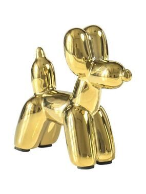 Gold Balloon Dog Statue Ceramic Figurine Small Desktop Home Decor Ornament Gift